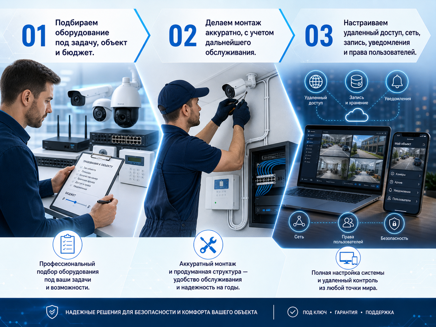 Этапы работы Технопрофи: подбор оборудования, монтаж и настройка